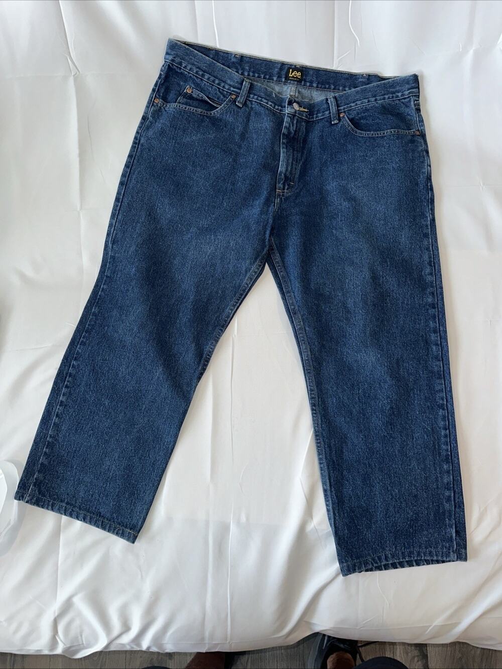 Lee Men's Relaxed Fit Straight 100% Cotton Blue Jeans Size 42 X 30